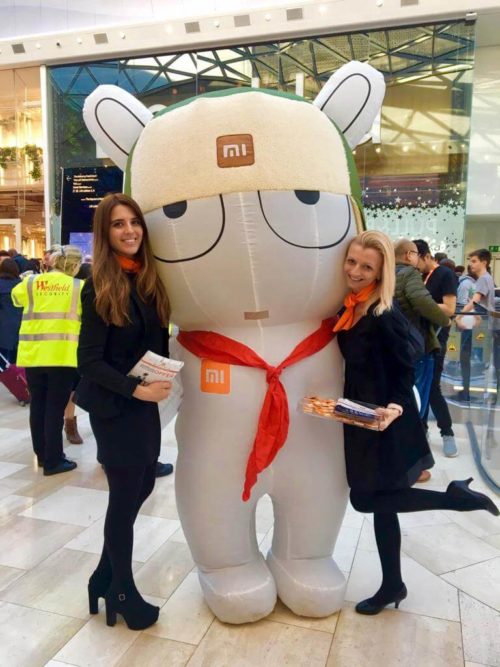 Xiaomi UK Westfield store launch promotional staff and mascot