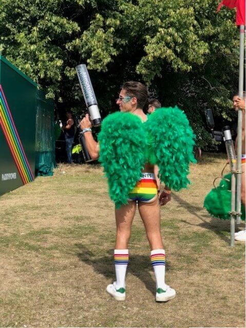 Elpromotions male model at Brighton Pride 2018 for Paddy Power