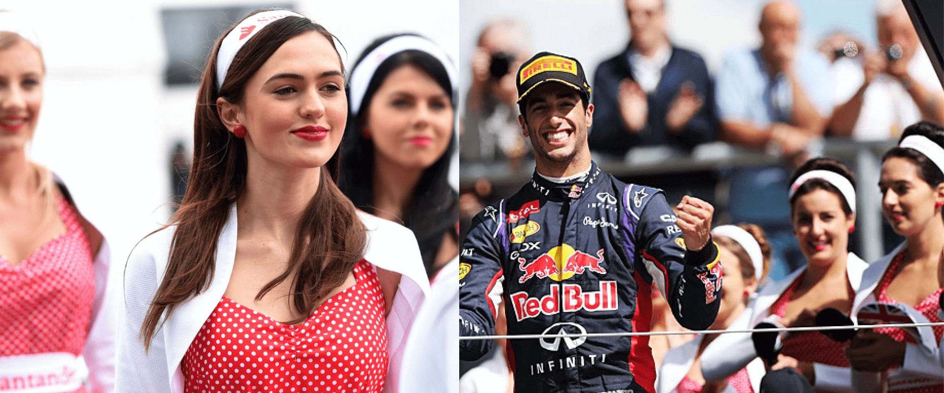 Daniel Ricciardo and Elpromotions Agency F1 Grid Girls British GP 2014